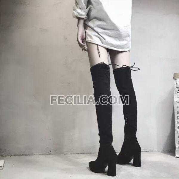 Bốt đùi cao qua đầu gối lót lông sang chảnh Màu đen cao 7p BOOTSNU127