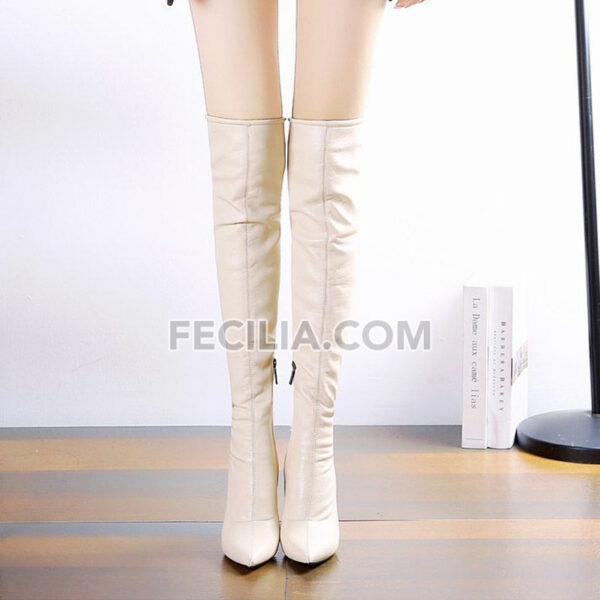 Bốt đùi Nữ qua đầu gối mũi nhọn, gót nhọn chất da PU BOOTSNU120