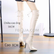 Bốt đùi Nữ qua đầu gối mũi nhọn, gót nhọn chất da PU BOOTSNU120