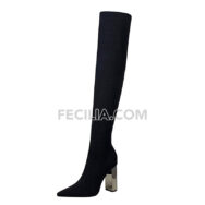 Bốt Nữ cổ cao qua đầu gối mũi nhọn gót vuông sang trọng BOOTSNU142