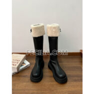 Bốt Nữ cổ lông cao đến đầu gối phong cách Tiểu Thư BOOTSNU133