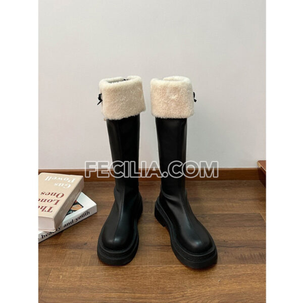 Bốt Nữ cổ lông cao đến đầu gối phong cách Tiểu Thư BOOTSNU133