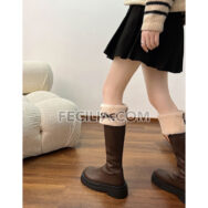 Bốt Nữ cổ lông cao đến đầu gối phong cách Tiểu Thư BOOTSNU133