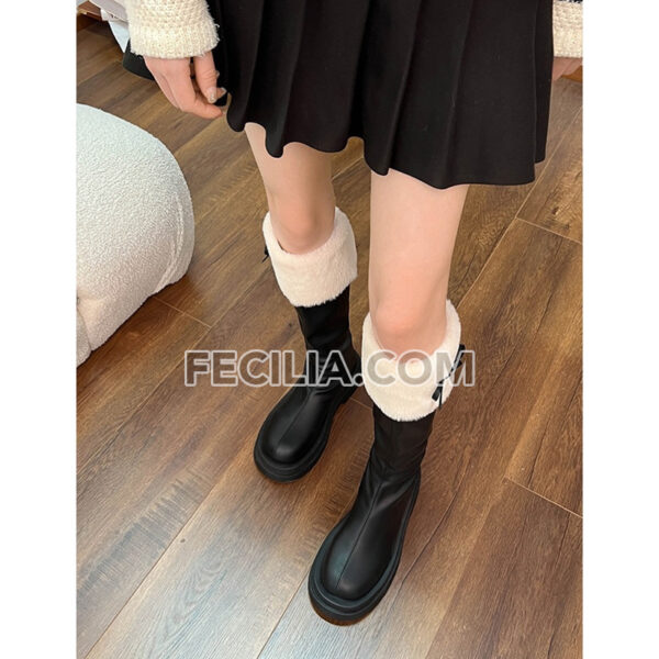 Bốt Nữ cổ lông cao đến đầu gối phong cách Tiểu Thư BOOTSNU133
