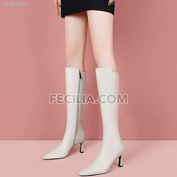 Bốt Nữ gót nhọn mũi nhọn màu trắng thời trang Thu Đông BOOTSNU122