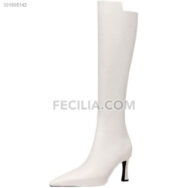 Bốt Nữ gót nhọn mũi nhọn màu trắng thời trang Thu Đông BOOTSNU122