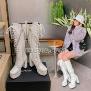 Bốt Nữ Martin buộc dây, cổ cao đến đầu gối, đính ngọc trai BOOTSNU140