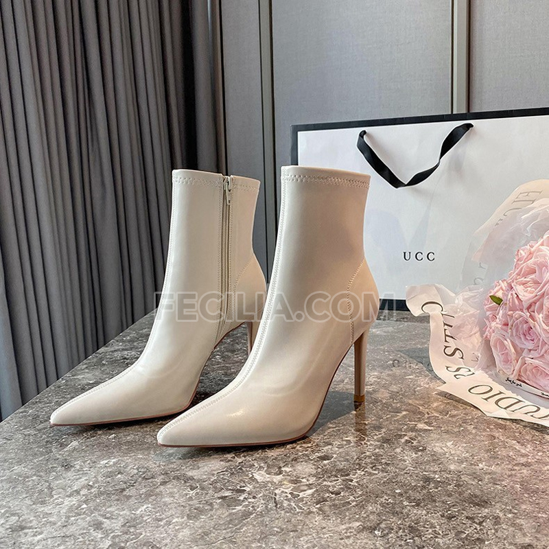 Giày Boots cổ lửng gót nhọn cao 10cm mũi nhọn da lì, có khóa giày boots cao cấp P21207_20