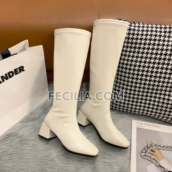 Giày Boots Martin cổ ngắn buộc dây đế dày 6cm màu Trắng - Đen BOOTSNU069