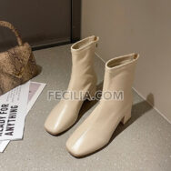 Giày Boots Martin cổ ngắn buộc dây đế dày 6cm màu Trắng - Đen BOOTSNU069