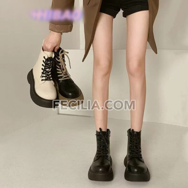 Giày Boots Martin Nữ phong cách Anh Quốc cổ thấp buộc dây BOOTSNU077