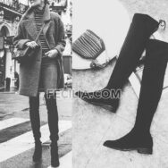 Giày Boots Nữ cao qua gối buộc dây da lộn gót vuông BOOTSNU108