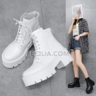 Giày Boots Nữ chiến binh có khóa buộc dây đế cao 6cm BOOTSNU099