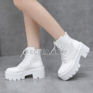 Giày Boots Nữ chiến binh có khóa buộc dây đế cao 6cm BOOTSNU099