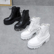 Giày Boots Nữ chiến binh có khóa buộc dây đế cao 6cm BOOTSNU099