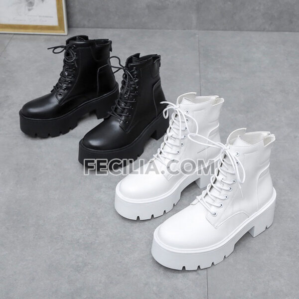 Giày Boots Nữ chiến binh có khóa buộc dây đế cao 6cm BOOTSNU099