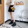 Giày Boots Nữ cổ thấp khóa kéo màu đen đế bằng BOOTSNU078