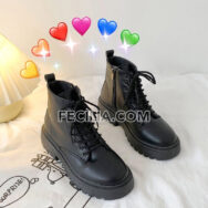 Giày Boots Nữ khóa kéo chiến binh, buộc dây đế bằng, đế cao 4cm BOOTSNU082