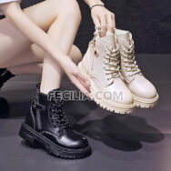 Giày Boots Nữ Martin buộc dây có khóa bên hông cao cấp đế bằng hàng Quảng Châu - BOOTSNU087