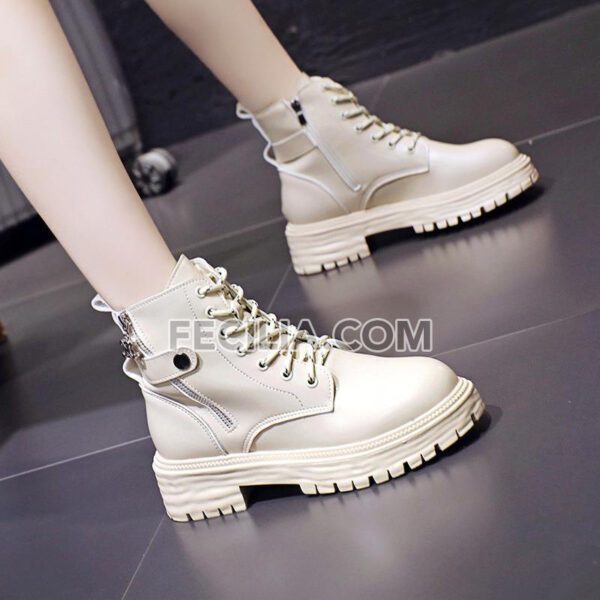 Giày Boots Nữ Martin buộc dây có khóa bên hông cao cấp đế bằng hàng Quảng Châu - BOOTSNU087