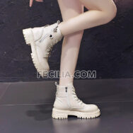 Giày Boots Nữ Martin buộc dây có khóa bên hông cao cấp đế bằng hàng Quảng Châu - BOOTSNU087