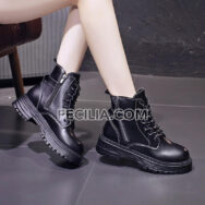 Giày Boots Nữ Martin buộc dây có khóa bên hông cao cấp đế bằng hàng Quảng Châu - BOOTSNU087