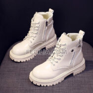 Giày Boots Nữ Martin buộc dây có khóa bên hông cao cấp đế bằng hàng Quảng Châu - BOOTSNU087