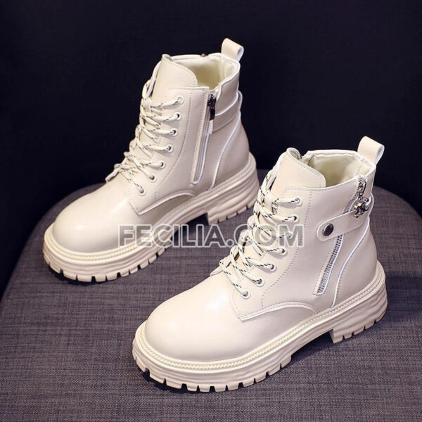 Giày Boots Nữ Martin buộc dây có khóa bên hông cao cấp đế bằng hàng Quảng Châu - BOOTSNU087
