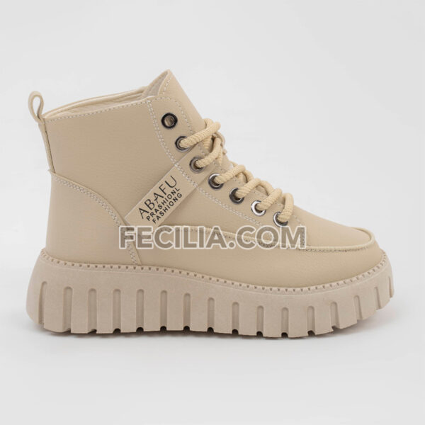 Giày Boots vải đế bằng Hàn Quốc buộc dây ABAFU BOOTSNU088
