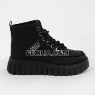 Giày Boots vải đế bằng Hàn Quốc buộc dây ABAFU BOOTSNU088