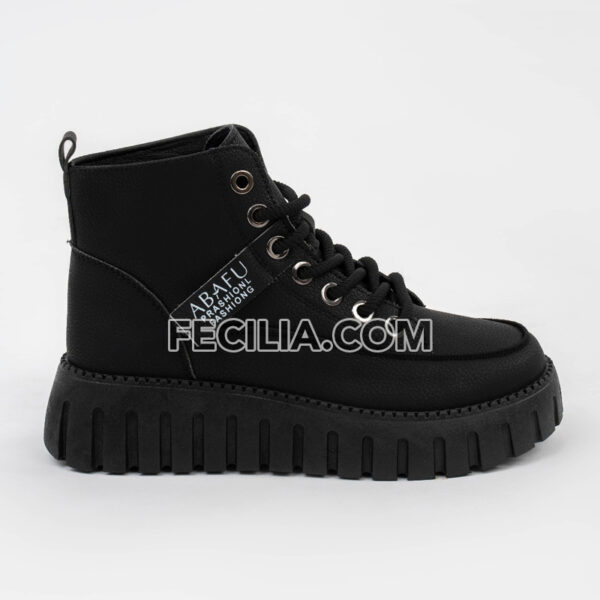 Giày Boots vải đế bằng Hàn Quốc buộc dây ABAFU BOOTSNU088