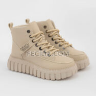 Giày Boots vải đế bằng Hàn Quốc buộc dây ABAFU BOOTSNU088