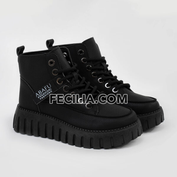 Giày Boots vải đế bằng Hàn Quốc buộc dây ABAFU BOOTSNU088