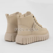 Giày Boots vải đế bằng Hàn Quốc buộc dây ABAFU BOOTSNU088