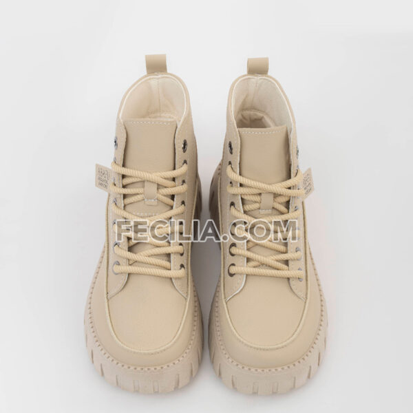 Giày Boots vải đế bằng Hàn Quốc buộc dây ABAFU BOOTSNU088