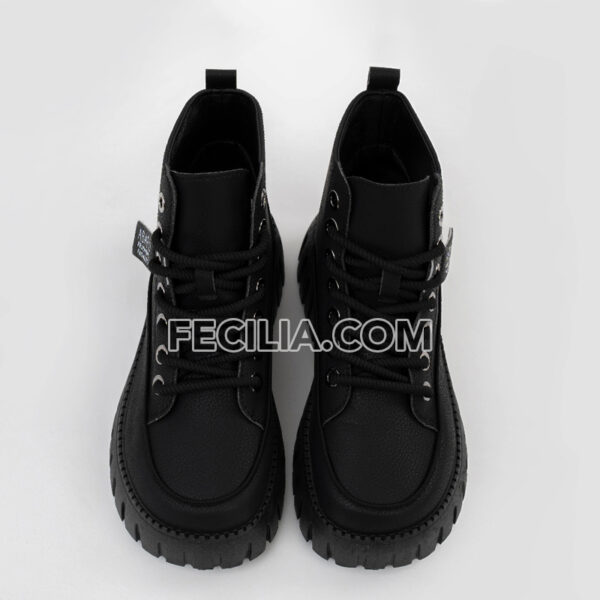 Giày Boots vải đế bằng Hàn Quốc buộc dây ABAFU BOOTSNU088