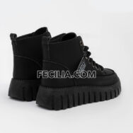 Giày Boots vải đế bằng Hàn Quốc buộc dây ABAFU BOOTSNU088