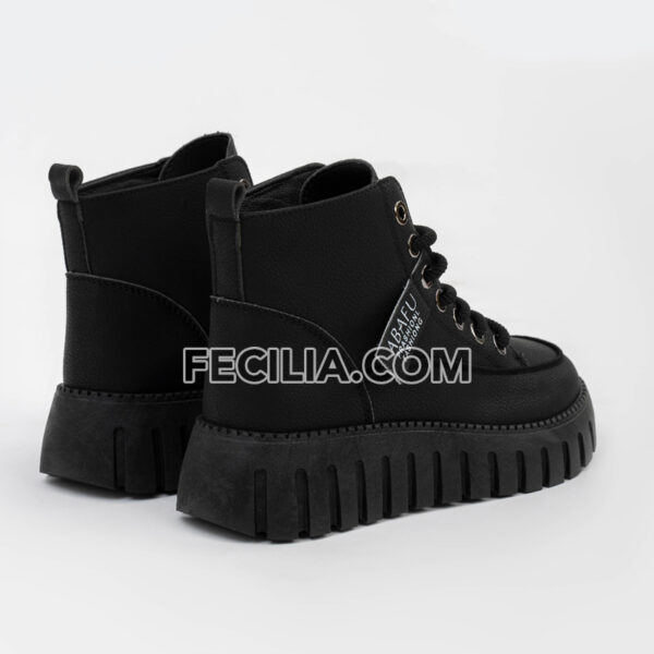 Giày Boots vải đế bằng Hàn Quốc buộc dây ABAFU BOOTSNU088