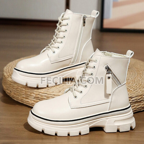 Giày Bốt buộc dây da cao cấp đế cao 5cm thời trang Hàn Quốc BOOTSNU091