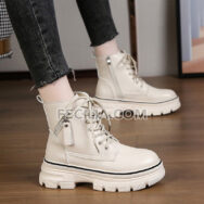 Giày Bốt buộc dây da cao cấp đế cao 5cm thời trang Hàn Quốc BOOTSNU091