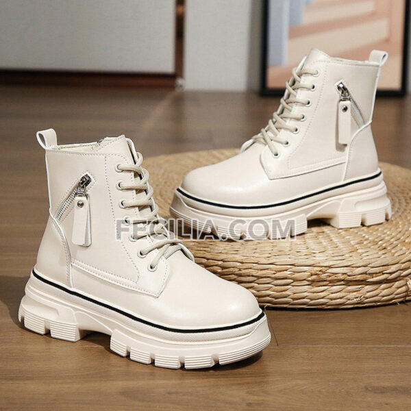 Giày Bốt buộc dây da cao cấp đế cao 5cm thời trang Hàn Quốc BOOTSNU091