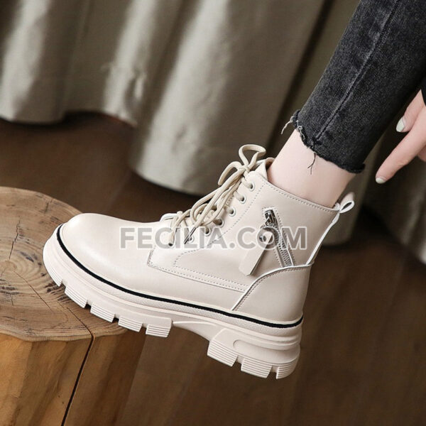 Giày Bốt buộc dây da cao cấp đế cao 5cm thời trang Hàn Quốc BOOTSNU091
