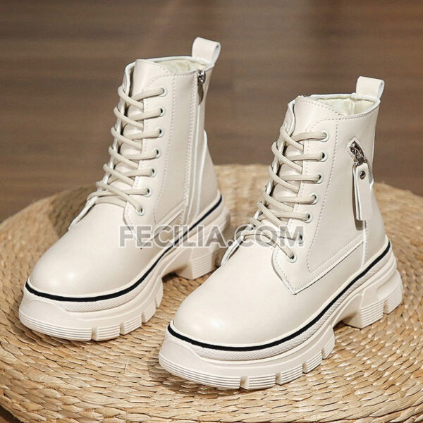 Giày Bốt buộc dây da cao cấp đế cao 5cm thời trang Hàn Quốc BOOTSNU091