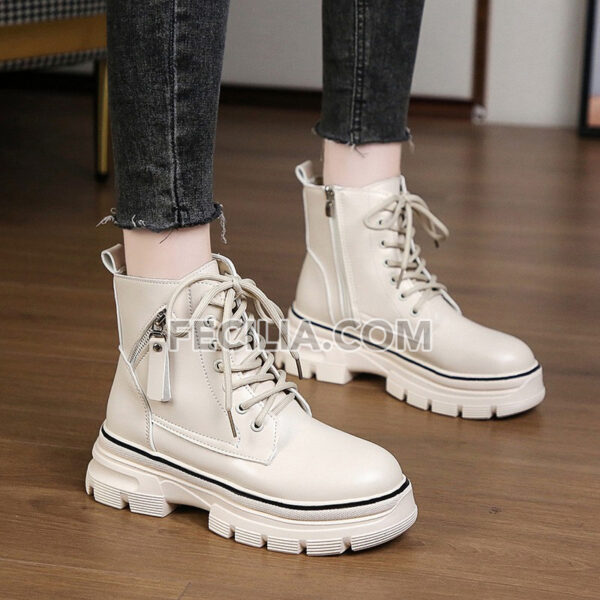 Giày Bốt buộc dây da cao cấp đế cao 5cm thời trang Hàn Quốc BOOTSNU091