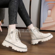 Giày Bốt buộc dây da cao cấp đế cao 5cm thời trang Hàn Quốc BOOTSNU091