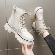 Giày Bốt buộc dây da cao cấp đế cao 5cm thời trang Hàn Quốc BOOTSNU091