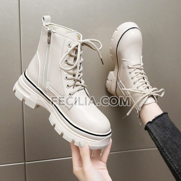 Giày Bốt buộc dây da cao cấp đế cao 5cm thời trang Hàn Quốc BOOTSNU091