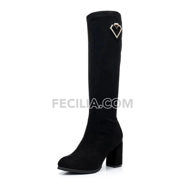 Giày Bốt cổ cao gót vuông, cao đến gối bằng da lộn BOOTSNU101