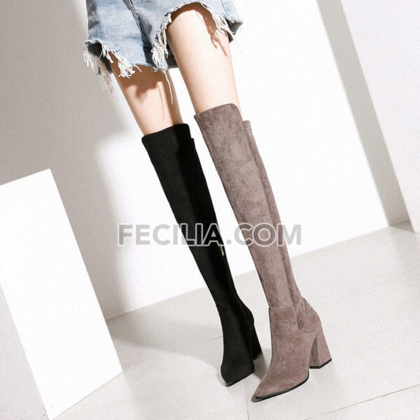 Giày Bốt cổ cao qua đầu gối lót lông cừu thời trang cho Nữ BOOTSNU130