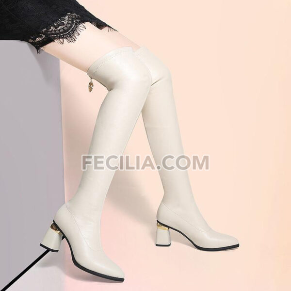 Giày bốt da cao qua đầu gối co dãn thời trang thu đông cho Nữ BOOTSNU115